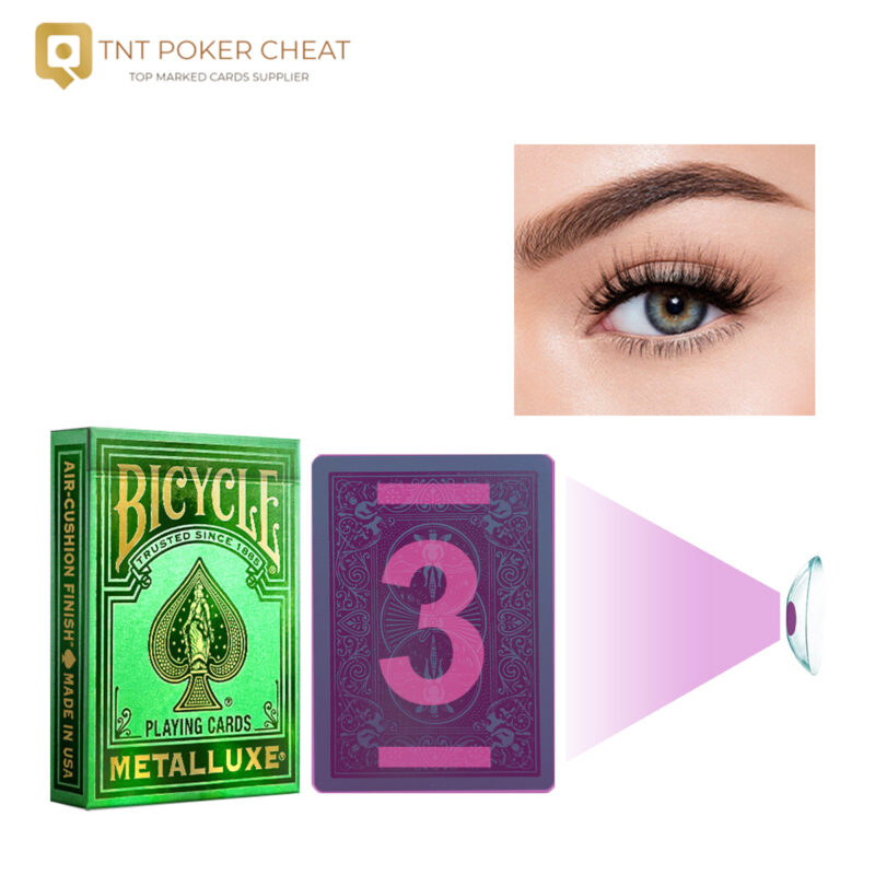 Bicycle Marked Cards Poker Gold Stamping Green Edition for Poker Cheating Contact Lenses